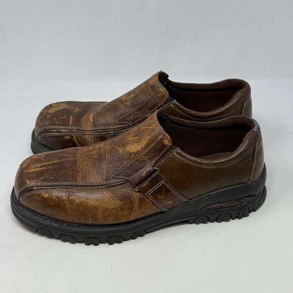 GBX Chunky Shoes Mens 12 M Brown Distressed Leather Slip On Vintage Y2K Biker - Picture 4 of 16